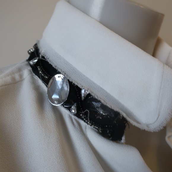 CHRISTINA MAKOWSKY RHINESTONE COLLAR BLOUSE S * - Picture 4 of 16